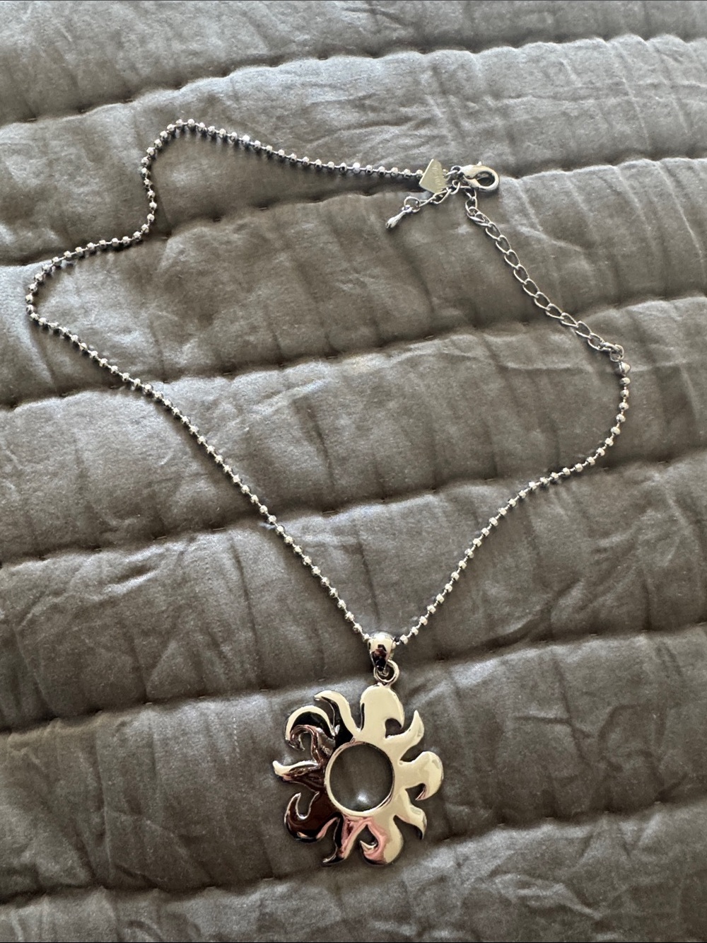 Cookie Lee Silver Sunburst Pendant Necklace